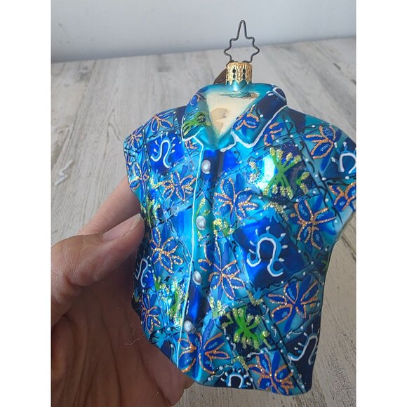 Radko vintage tiki bar Hawaiian shirt ornament glass Xmas tree - Picture 2 of 8